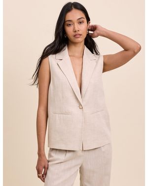 Nobody's Child Sleeveless Boxy Blazer - Natural