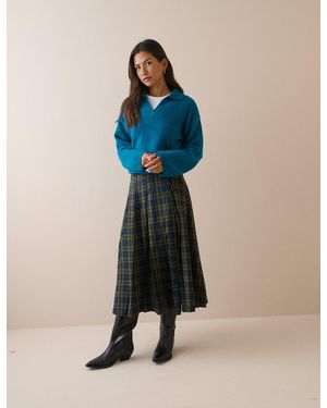Nobody's Child And Tartan Pleated Midi Skirt - Blue