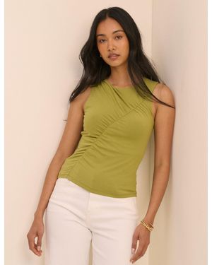 Nobody's Child Pistachio Sleeveless Ruched Top - Green