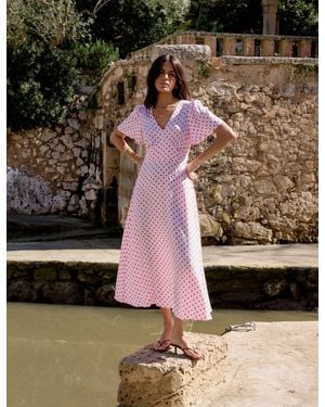 Nobody's Child And Polka Dot Atlas Midi Dress - Green