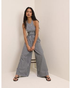 Nobody's Child Gingham Halterneck Tizzy Jumpsuit - Black