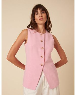 Nobody's Child Long Line Crew Neck Waistcoat - Pink