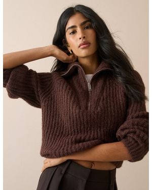 Nobody's Child Wool-Alpaca Chunky Knit Jumper - Brown