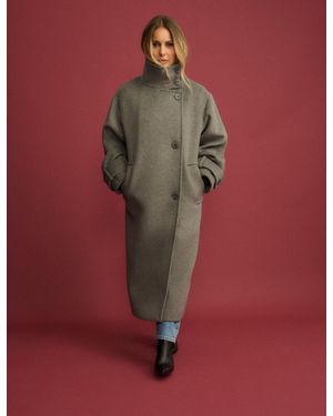 Nobody's Child Funnel Neck Wool-Blend Coat - Red