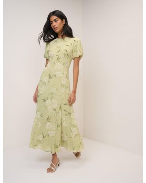 Nobody's Child Sage Floral Chiffon Juno Maxi Dress - Natural