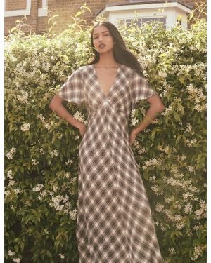 Nobody's Child Check Rowena Midi Dress - Metallic