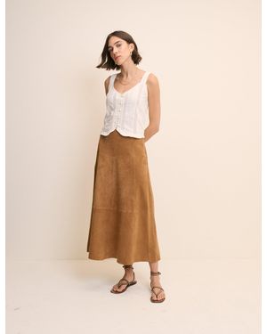 Nobody's Child Suede Midi Skirt - Natural