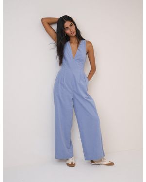 Nobody's Child Cord Sleeveless Arizona Jumpsuit - Blue