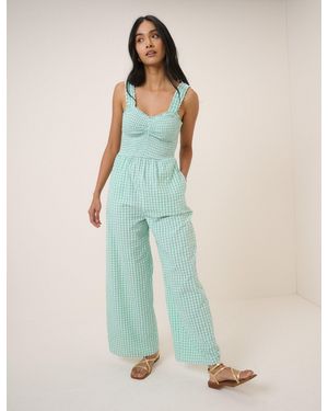 Nobody's Child Mint Gingham Helena Jumpsuit - Blue