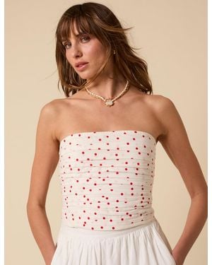 Nobody's Child Bandeau Polka Dot Felicity Top - White