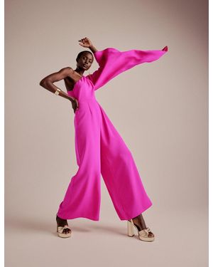 Nobody's Child Nc X Lisou Crepe One Shoulder Jay Draped Jumpsuit - Pink