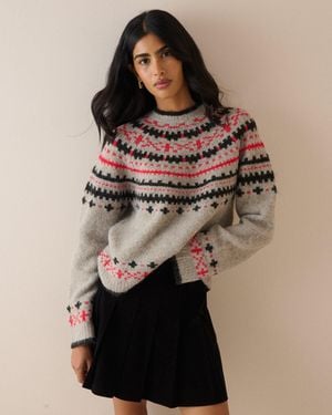 Nobody's Child Fair Isle Print Knitted Jumper - Brown