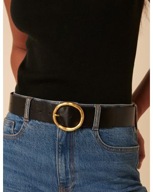 Nobody's Child Circular Buckle Leather Belt - Black