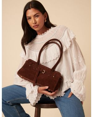Nobody's Child Suede Baguette Shoulder Bag - Brown