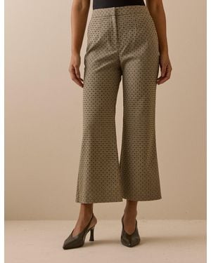 Nobody's Child Houndstooth Polka Dot Cropped Flare Trousers - Natural