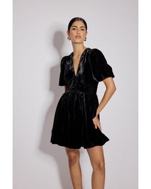 Nobody's Child Velvet Puff Sleeve Starlight Mini Dress - Black