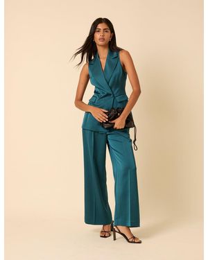 Nobody's Child Satin Sleeveless Blazer - Blue