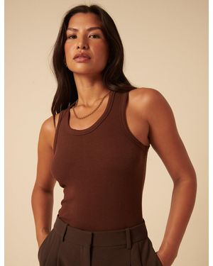 Nobody's Child Ribbed Vest Top - Brown