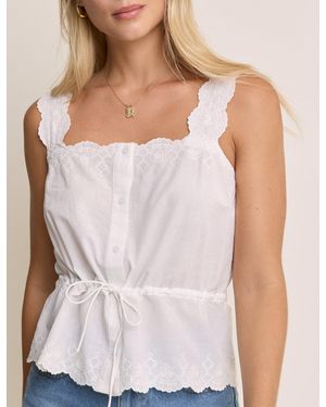 Nobody's Child Broderie Anglaise Scallop Trim Cami Top - Blue