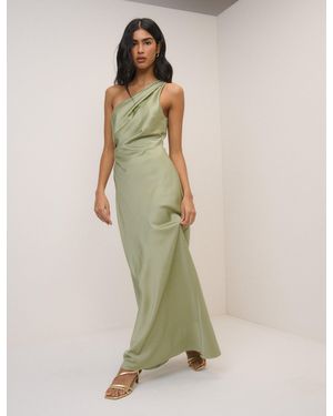 Nobody's Child Sage Satin One-Shoulder Sloane Maxi Dress - Green