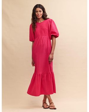 Nobody's Child Puff Sleeve Kelsie Midi Dress - Pink