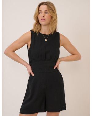 Nobody's Child Linen-Blend Playsuit - Black