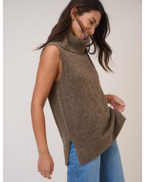 Nobody's Child Roll Neck Knitted Vest - Brown