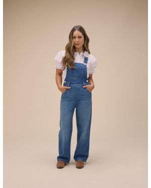 Nobody's Child Mid Denim Straight Leg Dungarees - Blue