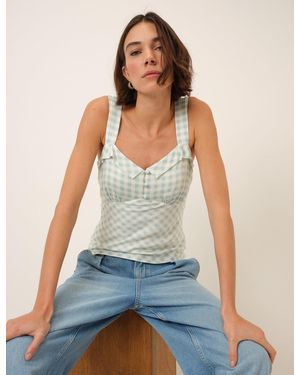 Nobody's Child Mint Gingham Top - Blue