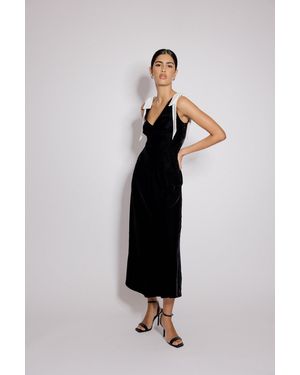 Nobody's Child Velvet Bow Shoulder Lenka Midi Dress - Black