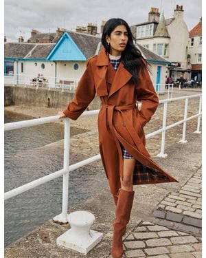 Nobody's Child Light Double-Breasted Trench Coat - Brown