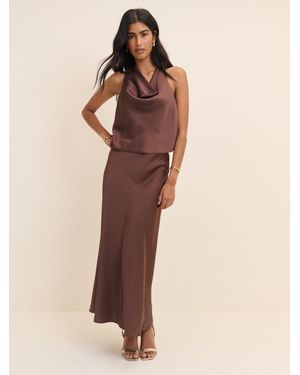Nobody's Child Satin Slip Maxi Skirt - Brown