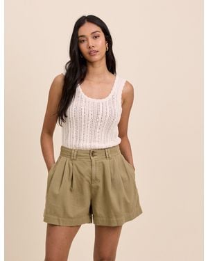 Nobody's Child High Waisted Albie Twill Short - Natural