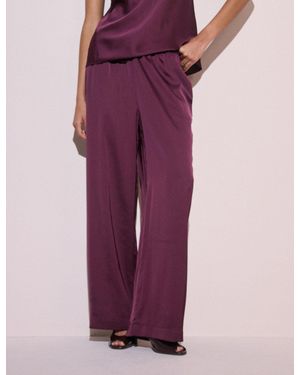 Nobody's Child Plum Satin Wide Leg Lyra Trousers - Purple