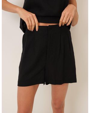 Nobody's Child Linen-Blend Shorts - Black