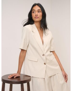 Nobody's Child Short Sleeve Relaxed Blazer - Natural