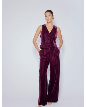 Nobody's Child Burgundy Velvet Wide Leg Trousers - Red
