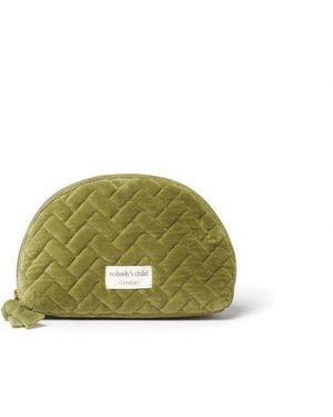 Nobody's Child Velvet Small Makeup Bag - Green