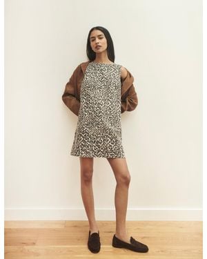 Nobody's Child Leopard Print Izzie Denim Shift Dress - Natural