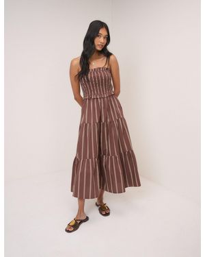 Nobody's Child Striped Eva Midi Bandeau Dress - Pink