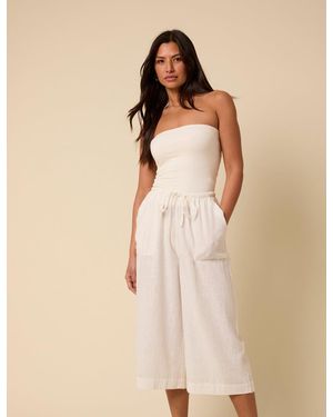Nobody's Child Cropped Wide Leg Linen-Blend Shona Trousers - Natural