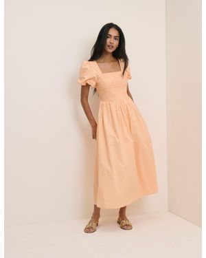 Nobody's Child Peach Puff Sleeve Ida Midi Dress - Natural
