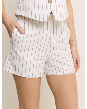 Nobody's Child Striped Tailored Shorts - White