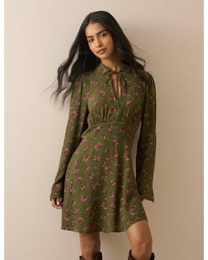 Nobody's Child Floral Tie Front Moxie Mini Dress - Green
