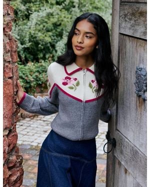 Nobody's Child And Floral Knitted Jacket - White