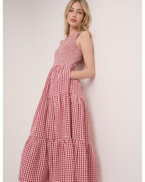 Nobody's Child Gingham Sleeveless Charlie Midi Dress - Pink