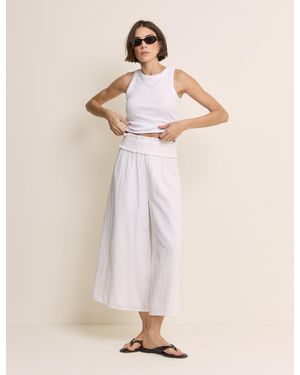 Nobody's Child Cropped Palazzo Double Gauze Trouser - Natural