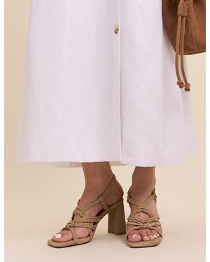 Nobody's Child Suede Strappy Block Heels - Natural