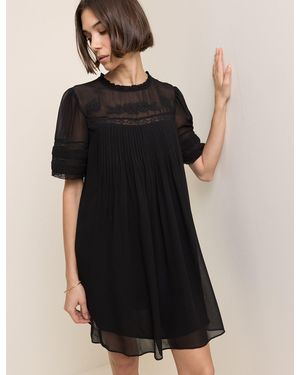 Nobody's Child Pintuck Lace Trim Tally Mini Dress - Black