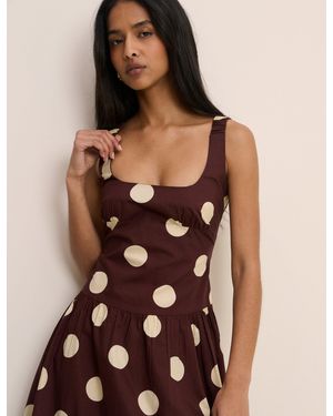 brown polka dot bandeau felicity midi dress Nobody's Child Felicity bandeau midi dress in brown spot